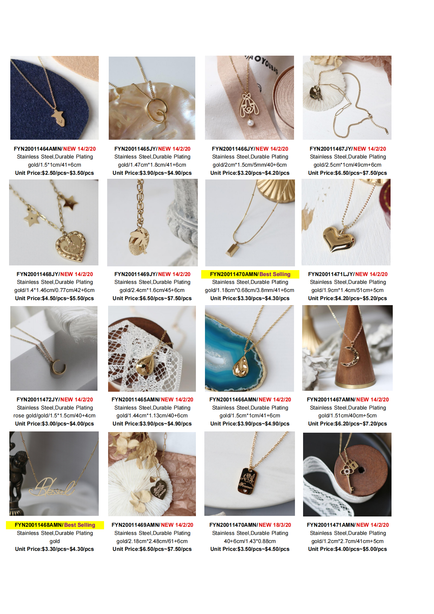 Stainless Steel Gold Necklaces 2020-2023